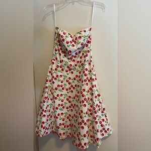 Strapless Cherry Print Pinup Dress Size 7 Juniors